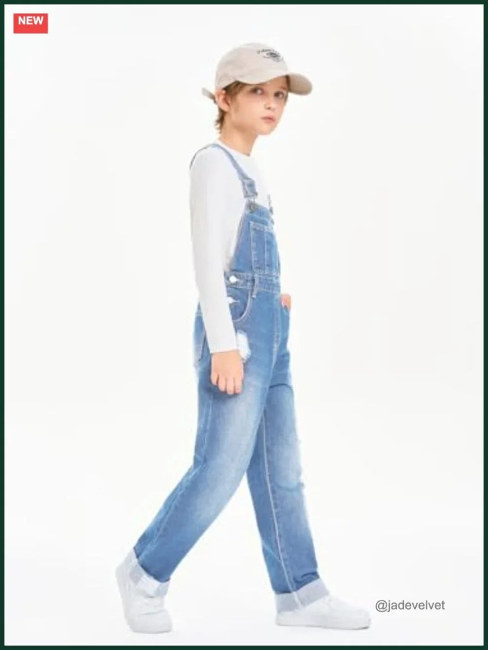 Boys Denim Bib Overalls with Adjustable Straps Tool Pockets